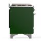 ILVE Majestic III 60-Inch Dual Fuel Range with 7 Sealed Burners + Griddle + French Top, 5.8 cu. ft. Oven, Emerald Green with Chrome Trim, Natural Gas, Solid Door, UM60FSQNR3EGC