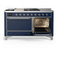 ILVE Majestic III 60-Inch Dual Fuel Range with 7 Sealed Burners + Griddle + French Top, 5.8 cu. ft. Oven, Mightnight Blue with Chrome Trim, Liquid Propane, Solid Door, UM60FSQNR3MBCLP
