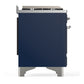 ILVE Majestic III 60-Inch Dual Fuel Range with 7 Sealed Burners + Griddle + French Top, 5.8 cu. ft. Oven, Mightnight Blue with Chrome Trim, Natural Gas, Solid Door, UM60FSQNR3MBC