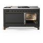 ILVE Majestic III 60-Inch Dual Fuel Range with 7 Sealed Burners + Griddle + French Top, 5.8 cu. ft. Oven, Matte Graphite with Burnished Trim, Liquid Propane, Solid Door, UM60FSQNR3MGBLP