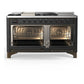 ILVE Majestic III 60-Inch Dual Fuel Range with 7 Sealed Burners + Griddle + French Top, 5.8 cu. ft. Oven, Matte Graphite with Burnished Trim, Natural Gas, Solid Door, UM60FSQNR3MGB