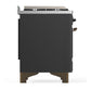 ILVE Majestic III 60-Inch Dual Fuel Range with 7 Sealed Burners + Griddle + French Top, 5.8 cu. ft. Oven, Matte Graphite with Burnished Trim, Natural Gas, Solid Door, UM60FSQNR3MGB