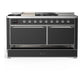 ILVE Majestic III 60-Inch Dual Fuel Range with 7 Sealed Burners + Griddle + French Top, 5.8 cu. ft. Oven, Matte Graphite with Chrome Trim, Liquid Propane, Solid Door, UM60FSQNR3MGCLP