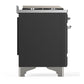 ILVE Majestic III 60-Inch Dual Fuel Range with 7 Sealed Burners + Griddle + French Top, 5.8 cu. ft. Oven, Matte Graphite with Chrome Trim, Natural Gas, Solid Door, UM60FSQNR3MGC