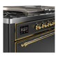 ILVE Majestic III 60-Inch Dual Fuel Range with 7 Sealed Burners + Griddle + French Top, 5.8 cu. ft. Oven, Matte Graphite with Brass Trim, Natural Gas, Solid Door, UM60FSQNR3MGG