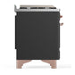 ILVE Majestic III 60-Inch Dual Fuel Range with 7 Sealed Burners + Griddle + French Top, 5.8 cu. ft. Oven, Matte Graphite with Copper Trim, Natural Gas, Solid Door, UM60FSQNR3MGP