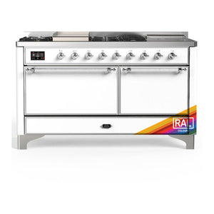 ILVE Majestic III 60-Inch Dual Fuel Range with 7 Sealed Burners + Griddle + French Top, 5.8 cu. ft. Oven, RAL with Chrome Trim, Liquid Propane, Solid Door, UM60FSQNR3RACLP