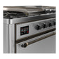 ILVE Majestic III 60-Inch Dual Fuel Range with 7 Sealed Burners + Griddle + French Top, 5.8 cu. ft. Oven, Stainless Steel with Burnished Trim, Natural Gas, Solid Door, UM60FSQNR3SSB