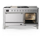 ILVE Majestic III 60-Inch Dual Fuel Range with 7 Sealed Burners + Griddle + French Top, 5.8 cu. ft. Oven, Stainless Steel with Chrome Trim, Natural Gas, Solid Door, UM60FSQNR3SSC