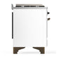 ILVE Majestic III 60-Inch Dual Fuel Range with 7 Sealed Burners + Griddle + French Top, 5.8 cu. ft. Oven, White with Burnished Trim, Liquid Propane, Solid Door, UM60FSQNR3WHBLP