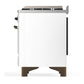 ILVE Majestic III 60-Inch Dual Fuel Range with 7 Sealed Burners + Griddle + French Top, 5.8 cu. ft. Oven, White with Burnished Trim, Liquid Propane, Solid Door, UM60FSQNR3WHBLP