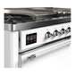 ILVE Majestic III 60-Inch Dual Fuel Range with 7 Sealed Burners + Griddle + French Top, 5.8 cu. ft. Oven, White with Chrome Trim, Natural Gas, Solid Door, UM60FSQNR3WHC