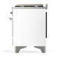 ILVE Majestic III 60-Inch Dual Fuel Range with 7 Sealed Burners + Griddle + French Top, 5.8 cu. ft. Oven, White with Chrome Trim, Natural Gas, Solid Door, UM60FSQNR3WHC