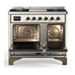 ILVE Majestic III 40-Inch Dual Fuel Range with 6 Sealed Burners + Griddle, 3.82 cu. ft. Oven, Antique White with Burnished Trim, Natural Gas, Triple Glass Door, UMD40FNR3AWB