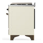 ILVE Majestic III 40-Inch Dual Fuel Range with 6 Sealed Burners + Griddle, 3.82 cu. ft. Oven, Antique White with Burnished Trim, Natural Gas, Triple Glass Door, UMD40FNR3AWB