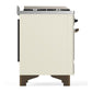 ILVE Majestic III 40-Inch Dual Fuel Range with 6 Sealed Burners + Griddle, 3.82 cu. ft. Oven, Antique White with Burnished Trim, Natural Gas, Triple Glass Door, UMD40FNR3AWB