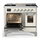 ILVE Majestic III 40-Inch Dual Fuel Range with 6 Sealed Burners + Griddle, 3.82 cu. ft. Oven, Antique White with Chrome Trim, Liquid Propane, Triple Glass Door, UMD40FNR3AWCLP