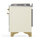 ILVE Majestic III 40-Inch Dual Fuel Range with 6 Sealed Burners + Griddle, 3.82 cu. ft. Oven, Antique White with Brass Trim, Natural Gas, Triple Glass Door, UMD40FNR3AWG