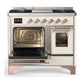ILVE Majestic III 40-Inch Dual Fuel Range with 6 Sealed Burners + Griddle, 3.82 cu. ft. Oven, Antique White with Copper Trim, Liquid Propane, Triple Glass Door, UMD40FNR3AWPLP