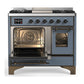 ILVE Majestic III 40-Inch Dual Fuel Range with 6 Sealed Burners + Griddle, 3.82 cu. ft. Oven, Blue Grey with Burnished Trim, Liquid Propane, Triple Glass Door, UMD40FNR3BGBLP