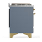 ILVE Majestic III 40-Inch Dual Fuel Range with 6 Sealed Burners + Griddle, 3.82 cu. ft. Oven, Blue Grey with Brass Trim, Natural Gas, Triple Glass Door, UMD40FNR3BGG