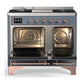 ILVE Majestic III 40-Inch Dual Fuel Range with 6 Sealed Burners + Griddle, 3.82 cu. ft. Oven, Blue Grey with Copper Trim, Natural Gas, Triple Glass Door, UMD40FNR3BGP