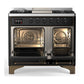 ILVE Majestic III 40-Inch Dual Fuel Range with 6 Sealed Burners + Griddle, 3.82 cu. ft. Oven, Glossy Black with Burnished Trim, Liquid Propane, Triple Glass Door, UMD40FNR3BKBLP