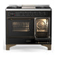ILVE Majestic III 40-Inch Dual Fuel Range with 6 Sealed Burners + Griddle, 3.82 cu. ft. Oven, Glossy Black with Burnished Trim, Liquid Propane, Triple Glass Door, UMD40FNR3BKBLP