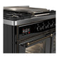 ILVE Majestic III 40-Inch Dual Fuel Range with 6 Sealed Burners + Griddle, 3.82 cu. ft. Oven, Glossy Black with Burnished Trim, Natural Gas, Triple Glass Door, UMD40FNR3BKB