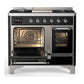 ILVE Majestic III 40-Inch Dual Fuel Range with 6 Sealed Burners + Griddle, 3.82 cu. ft. Oven, Glossy Black with Chrome Trim, Liquid Propane, Triple Glass Door, UMD40FNR3BKCLP