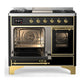 ILVE Majestic III 40-Inch Dual Fuel Range with 6 Sealed Burners + Griddle, 3.82 cu. ft. Oven, Glossy Black with Brass Trim, Natural Gas, Triple Glass Door, UMD40FNR3BKG