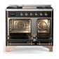 ILVE Majestic III 40-Inch Dual Fuel Range with 6 Sealed Burners + Griddle, 3.82 cu. ft. Oven, Glossy Black with Copper Trim, Natural Gas, Triple Glass Door, UMD40FNR3BKP