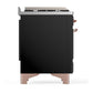ILVE Majestic III 40-Inch Dual Fuel Range with 6 Sealed Burners + Griddle, 3.82 cu. ft. Oven, Glossy Black with Copper Trim, Natural Gas, Triple Glass Door, UMD40FNR3BKP