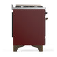 ILVE Majestic III 40-Inch Dual Fuel Range with 6 Sealed Burners + Griddle, 3.82 cu. ft. Oven, Burgundy with Burnished Trim, Natural Gas, Triple Glass Door, UMD40FNR3BUB