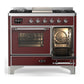 ILVE Majestic III 40-Inch Dual Fuel Range with 6 Sealed Burners + Griddle, 3.82 cu. ft. Oven, Burgundy with Chrome Trim, Liquid Propane, Triple Glass Door, UMD40FNR3BUCLP