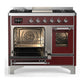 ILVE Majestic III 40-Inch Dual Fuel Range with 6 Sealed Burners + Griddle, 3.82 cu. ft. Oven, Burgundy with Chrome Trim, Liquid Propane, Triple Glass Door, UMD40FNR3BUCLP