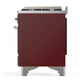 ILVE Majestic III 40-Inch Dual Fuel Range with 6 Sealed Burners + Griddle, 3.82 cu. ft. Oven, Burgundy with Chrome Trim, Liquid Propane, Triple Glass Door, UMD40FNR3BUCLP
