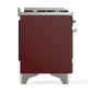 ILVE Majestic III 40-Inch Dual Fuel Range with 6 Sealed Burners + Griddle, 3.82 cu. ft. Oven, Burgundy with Chrome Trim, Liquid Propane, Triple Glass Door, UMD40FNR3BUCLP
