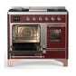 ILVE Majestic III 40-Inch Dual Fuel Range with 6 Sealed Burners + Griddle, 3.82 cu. ft. Oven, Burgundy with Copper Trim, Liquid Propane, Triple Glass Door, UMD40FNR3BUPLP