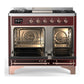 ILVE Majestic III 40-Inch Dual Fuel Range with 6 Sealed Burners + Griddle, 3.82 cu. ft. Oven, Burgundy with Copper Trim, Natural Gas, Triple Glass Door, UMD40FNR3BUP