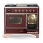 ILVE Majestic III 40-Inch Dual Fuel Range with 6 Sealed Burners + Griddle, 3.82 cu. ft. Oven, Burgundy with Copper Trim, Natural Gas, Triple Glass Door, UMD40FNR3BUP