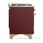 ILVE Majestic III 40-Inch Dual Fuel Range with 6 Sealed Burners + Griddle, 3.82 cu. ft. Oven, Burgundy with Copper Trim, Natural Gas, Triple Glass Door, UMD40FNR3BUP