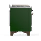 ILVE Majestic III 40-Inch Dual Fuel Range with 6 Sealed Burners + Griddle, 3.82 cu. ft. Oven, Emerald Green with Burnished Trim, Liquid Propane, Triple Glass Door, UMD40FNR3EGBLP