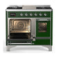 ILVE Majestic III 40-Inch Dual Fuel Range with 6 Sealed Burners + Griddle, 3.82 cu. ft. Oven, Emerald Green with Chrome Trim, Liquid Propane, Triple Glass Door, UMD40FNR3EGCLP