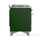 ILVE Majestic III 40-Inch Dual Fuel Range with 6 Sealed Burners + Griddle, 3.82 cu. ft. Oven, Emerald Green with Chrome Trim, Liquid Propane, Triple Glass Door, UMD40FNR3EGCLP