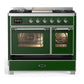 ILVE Majestic III 40-Inch Dual Fuel Range with 6 Sealed Burners + Griddle, 3.82 cu. ft. Oven, Emerald Green with Chrome Trim, Natural Gas, Triple Glass Door, UMD40FNR3EGC