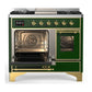 ILVE Majestic III 40-Inch Dual Fuel Range with 6 Sealed Burners + Griddle, 3.82 cu. ft. Oven, Emerald Green with Brass Trim, Liquid Propane, Triple Glass Door, UMD40FNR3EGGLP