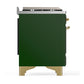 ILVE Majestic III 40-Inch Dual Fuel Range with 6 Sealed Burners + Griddle, 3.82 cu. ft. Oven, Emerald Green with Brass Trim, Liquid Propane, Triple Glass Door, UMD40FNR3EGGLP