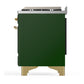 ILVE Majestic III 40-Inch Dual Fuel Range with 6 Sealed Burners + Griddle, 3.82 cu. ft. Oven, Emerald Green with Brass Trim, Natural Gas, Triple Glass Door, UMD40FNR3EGG