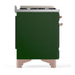 ILVE Majestic III 40-Inch Dual Fuel Range with 6 Sealed Burners + Griddle, 3.82 cu. ft. Oven, Emerald Green with Copper Trim, Liquid Propane, Triple Glass Door, UMD40FNR3EGPLP